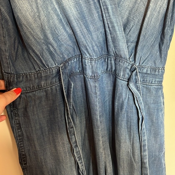 Bella Dahl Casual Boho Light Blue Chambray V-Neck Tie Waist Jumpsuit - Size S - Picture 7 of 10